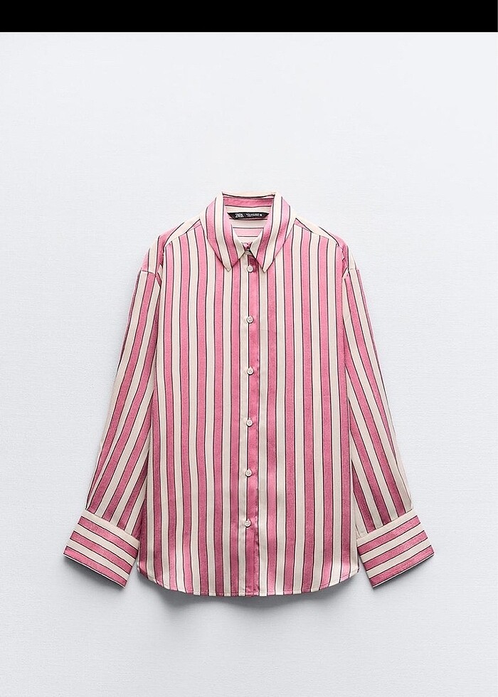 Zara Çizgili Saten Gömlek - Görsel 5