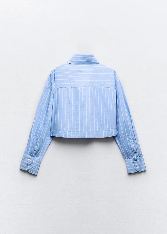 ZARA Çizgili Crop Gömlek - Görsel 4