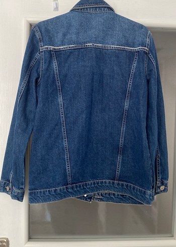 s Beden Düğmeli Mavi Kadın Denim Ceket