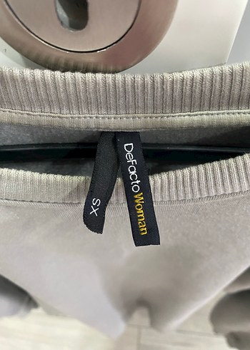 l Beden Gri Kadın Sweatshirt, Bisiklet Yaka, Salaş Kesim