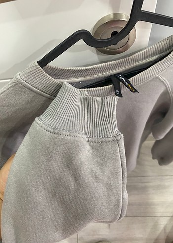 l Beden gri Renk Gri Kadın Sweatshirt, Bisiklet Yaka, Salaş Kesim
