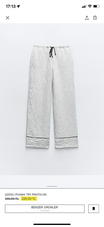 Zara Çizgili pijama tipi pantolon