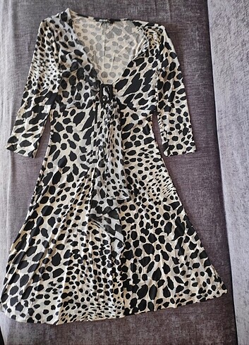 xl Beden RİCHİ&CO MARKA LEOPAR ŞİFON ELBİSE