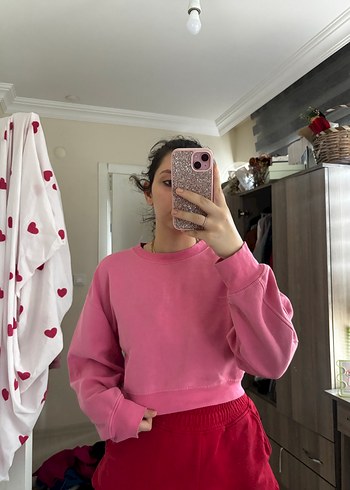 Pembe Kadın Oversize Sweatshirt