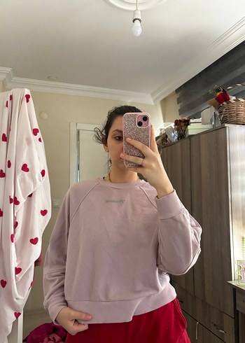 Pembe Rahat Kesim Kadın Sweatshirt
