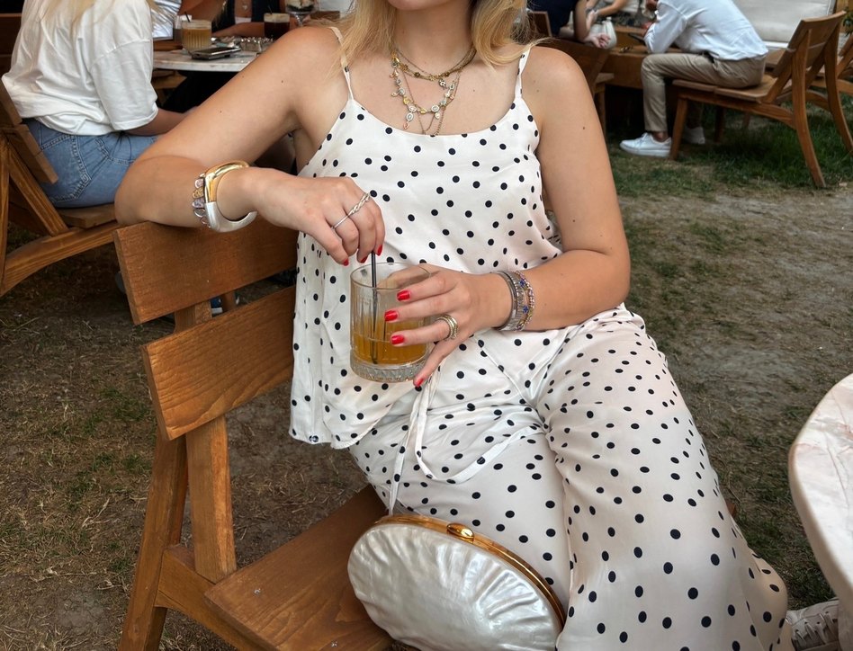 Bej Puantiyeli Bol Kesim Kadın zaten takım - Görsel 2