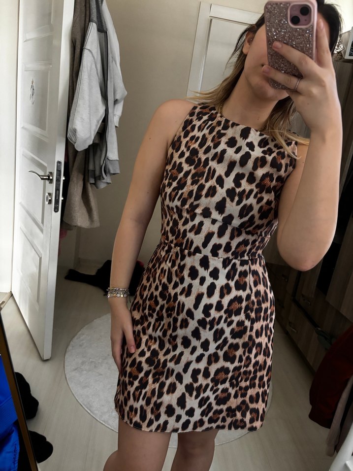 Leopar Desenli Elbise - Görsel 3