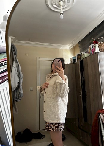 Krem Kadın Midi Ceket - Görsel 4