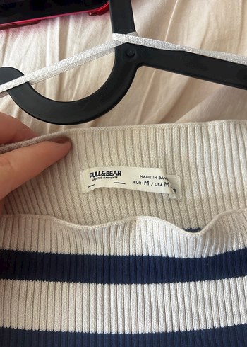 Lacivert çizgili Triko Kadın Bluz - Görsel 2