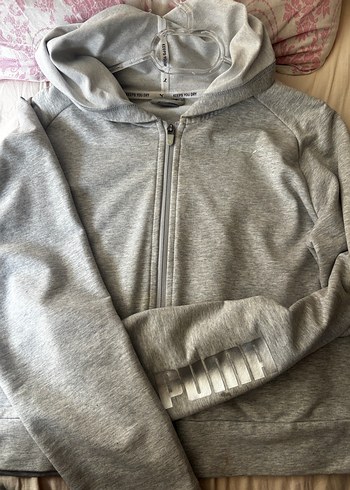 Gri Kadın Fermuarlı Yüksek Yaka Sweatshirt - Görsel 3