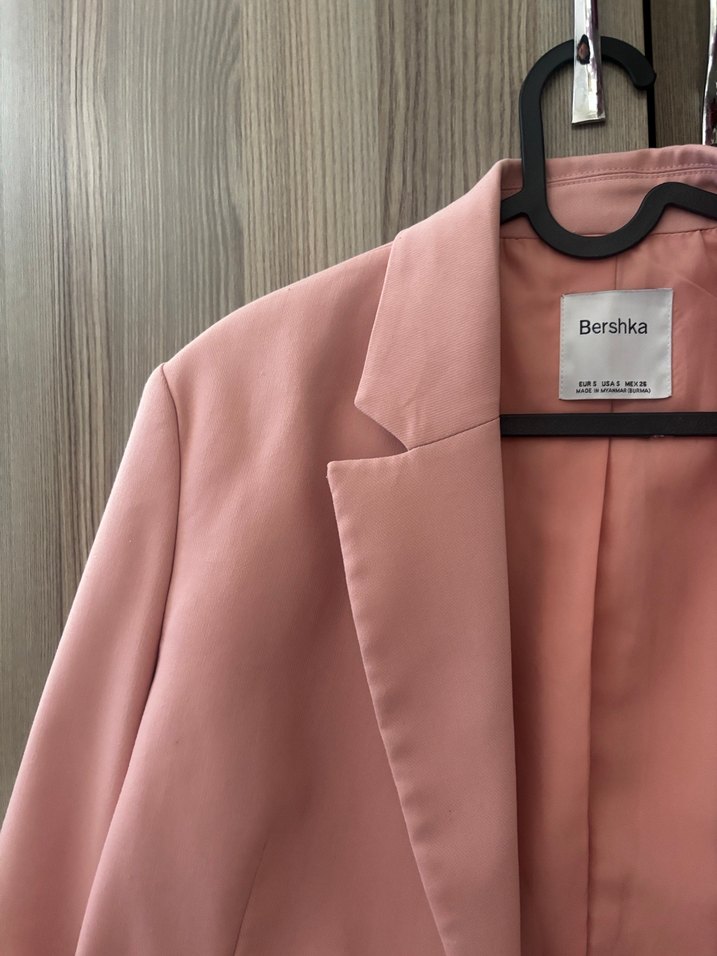 Pembe Süet Mini Kadın Blazer Ceket - Görsel 3