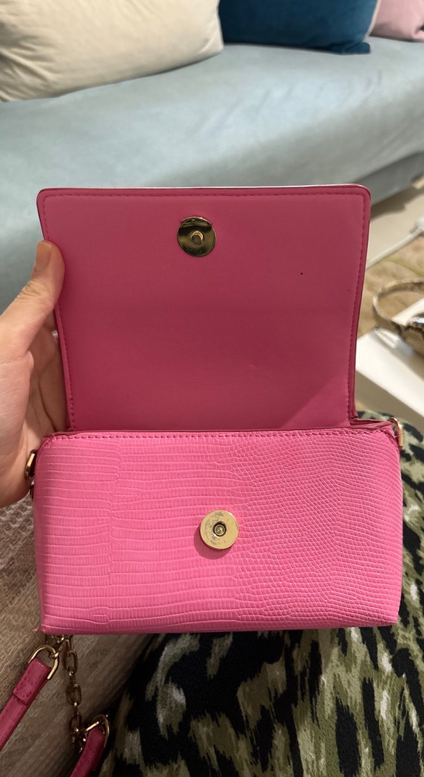 Pembe Yılan Derisi Desenli Deri Kadın Çanta - Görsel 4