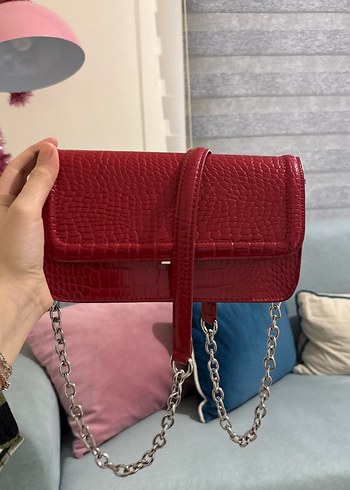 Parlak Kırmızı Deri Kadın Çanta - Görsel 3