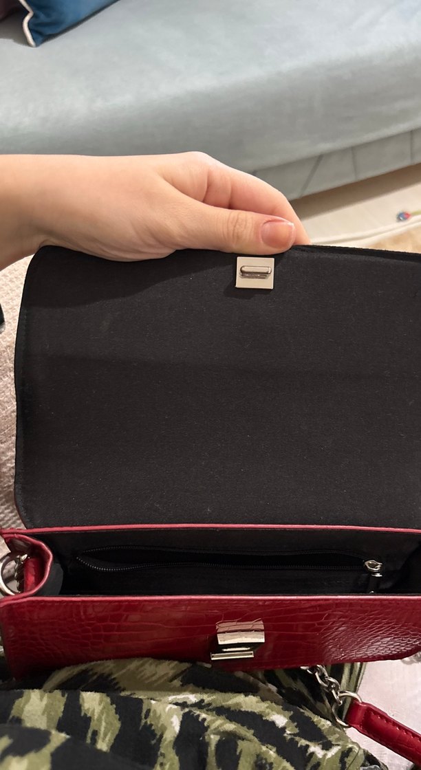 Parlak Kırmızı Deri Kadın Çanta - Görsel 4