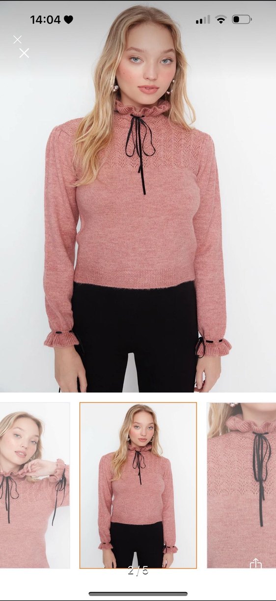 Gül Kurusu Yumuşak Dokulu Ajurlu Triko Kazak - Görsel 2