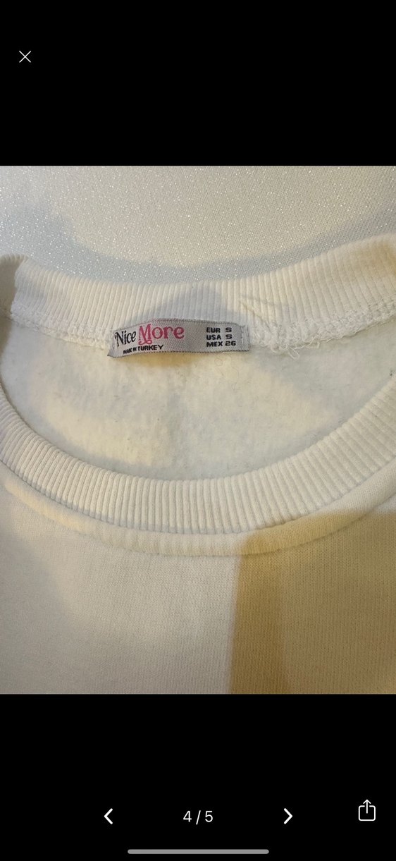 Beyaz Örme Cepli Kadın Sweatshirt - Görsel 4