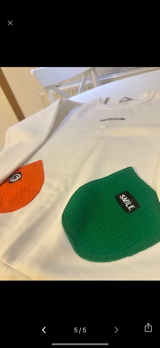 Beyaz Örme Cepli Kadın Sweatshirt - Görsel 5