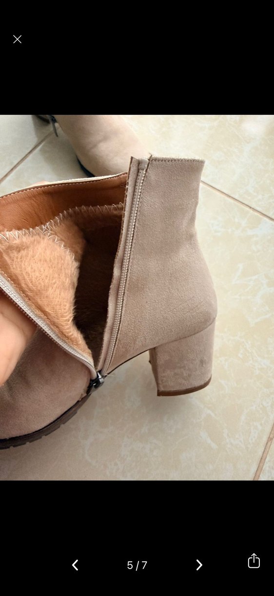 Bej Süet Kadın Topuklu Bot - Görsel 4