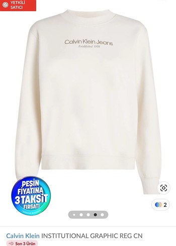 Calvin Klein Jeans Beyaz Kadın Sweatshirt - Görsel 2