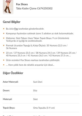 Fox Shoes Taba Süet Kadın Çizme - Görsel 2