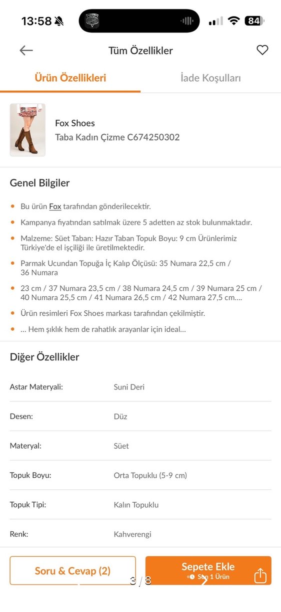 Fox Shoes Taba Süet Kadın Çizme - Görsel 2