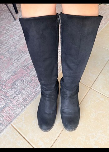 Fox Shoes Siyah Süet Kadın Dizüstü Bot - Görsel 3