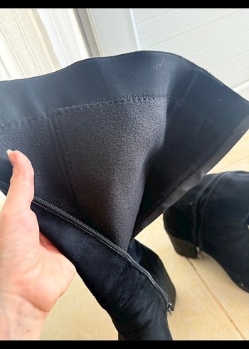 Fox Shoes Siyah Süet Kadın Dizüstü Bot - Görsel 4