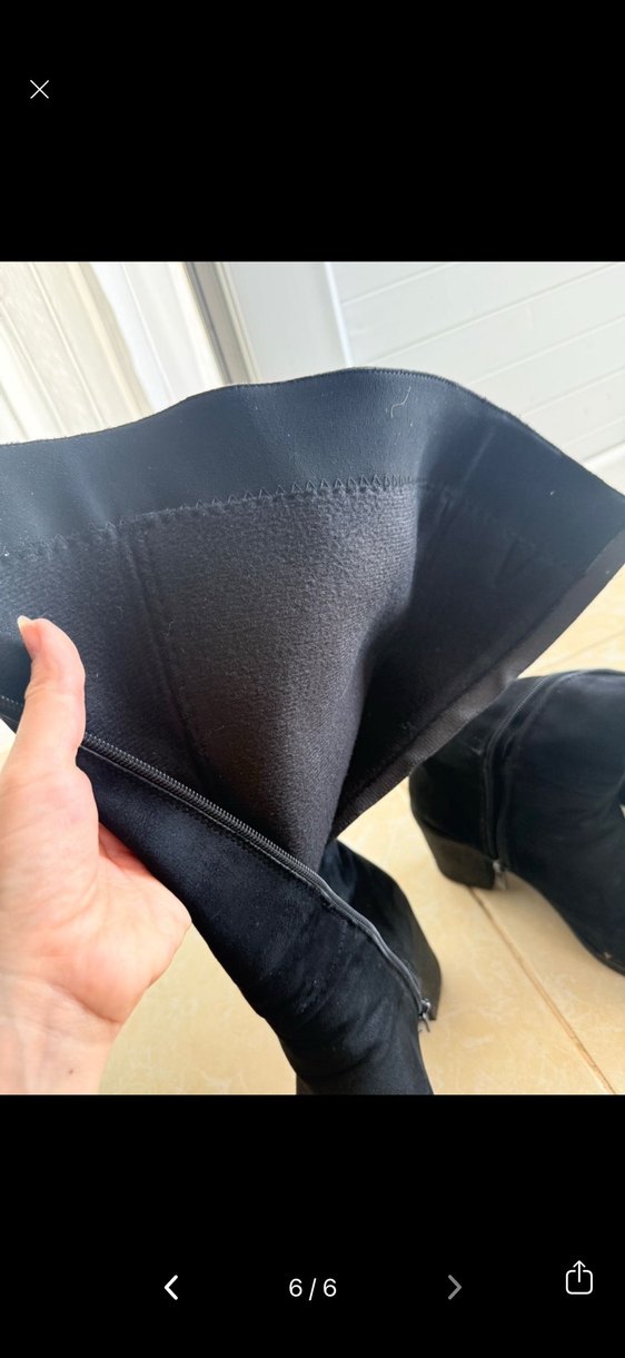 Fox Shoes Siyah Süet Kadın Dizüstü Bot - Görsel 4