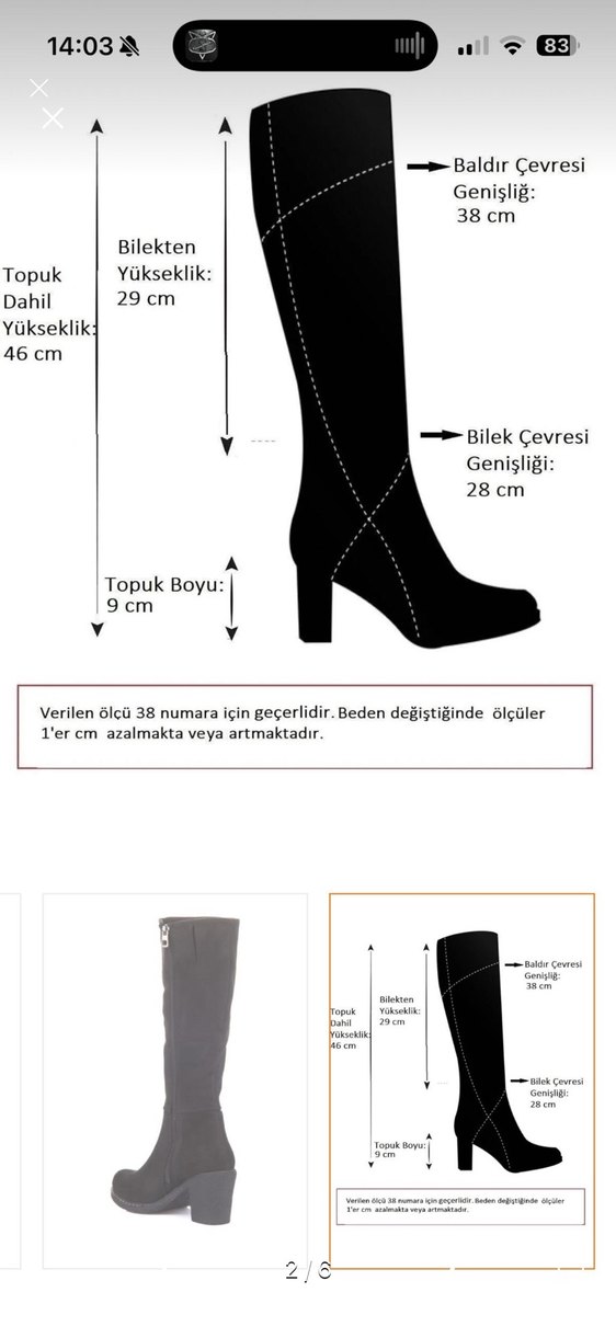 Fox Shoes Siyah Süet Kadın Dizüstü Bot - Görsel 2