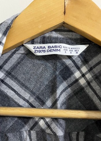 s Beden gri Renk Gri Kareli Uzun Kollu Kadın Gömlek