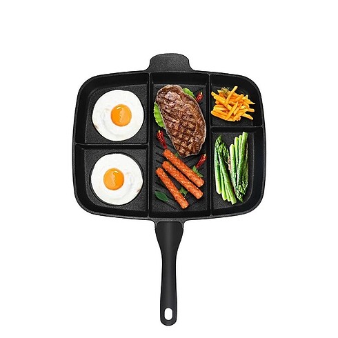 Beden Granit Döküm 5 Gözlü Tava Kamp Outdoor Izgara Yemek Çok Amaçlı T