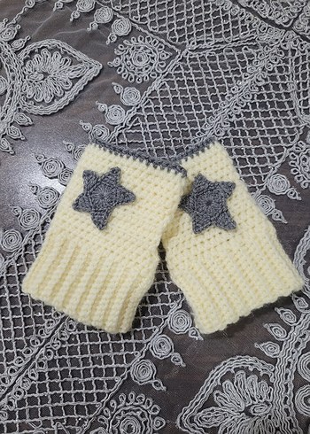 Bohem Gri Yıldızlı Örgü Kadın Eldiveni - Görsel 2