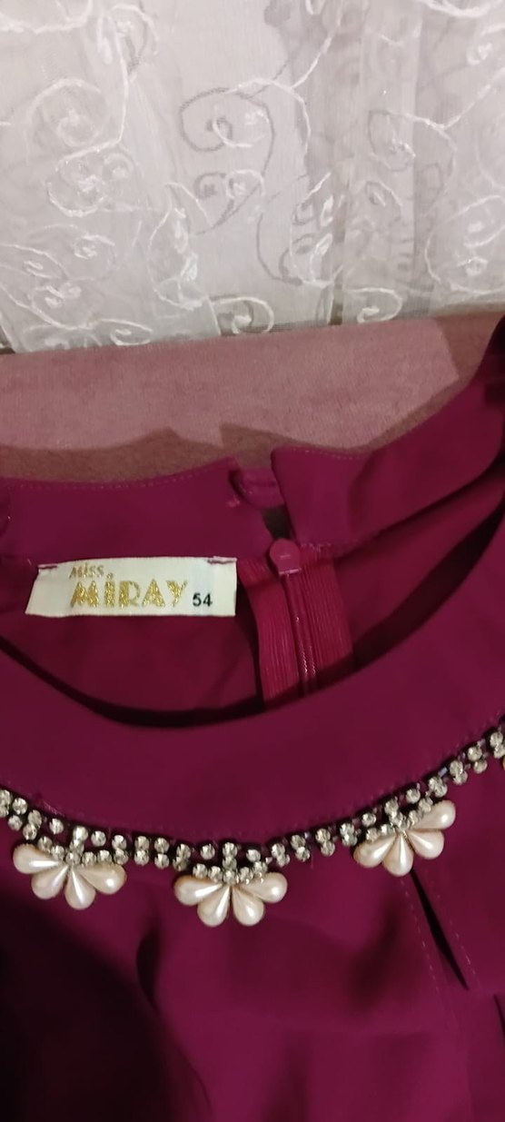 Bordo Uzun Kollu Nakışlı Kadın Bluz - Görsel 2