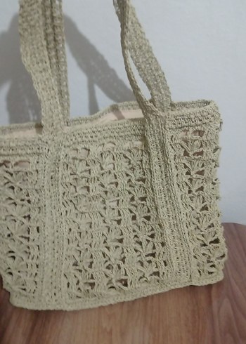 Zara Bej Örgü Dantel Detaylı Bohem Kadın Çanta
