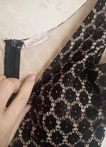 Siyah dantelli elbise  - Görsel 5