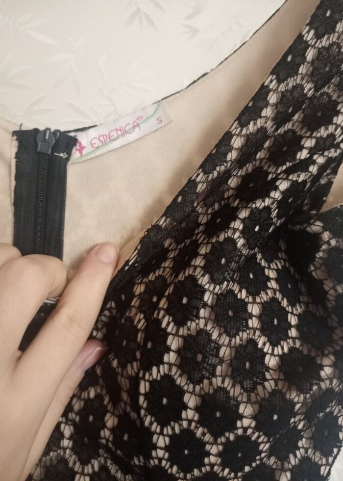Siyah dantelli elbise  - Görsel 5