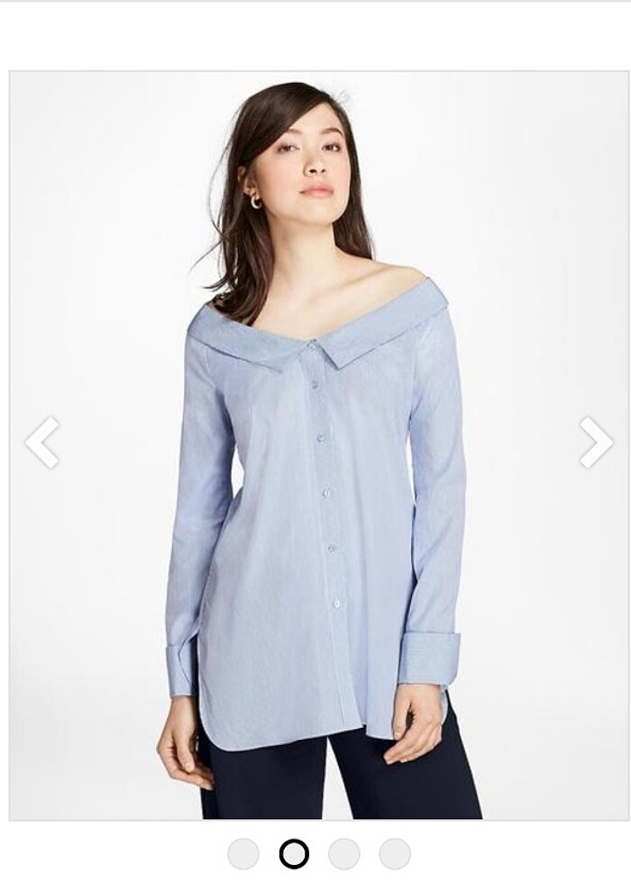 Mavi kayık yaka gömlek  - Görsel 2