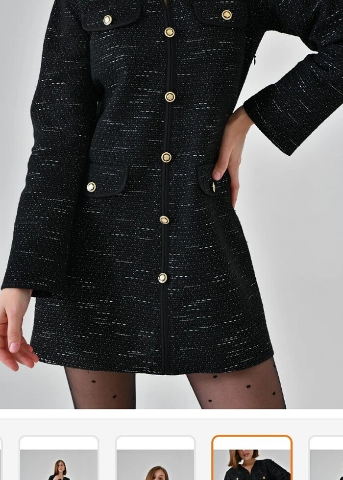 Tüvit elbise siyah  - Görsel 4