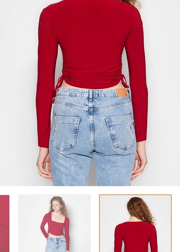 Kırmızı Uzun Kollu Mini Bluz - Görsel 4