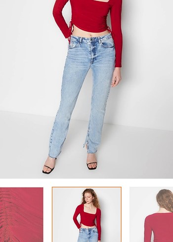 Kırmızı Uzun Kollu Mini Bluz - Görsel 6