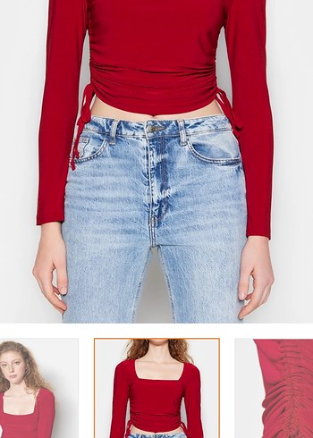 Kırmızı Uzun Kollu Mini Bluz - Görsel 2