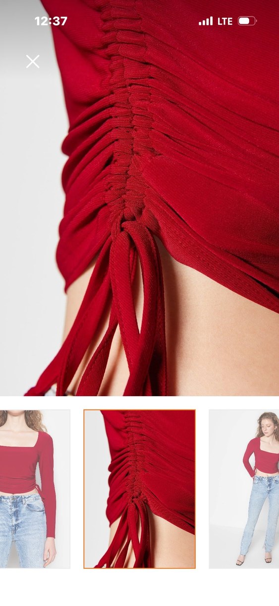 Kırmızı Uzun Kollu Mini Bluz - Görsel 3