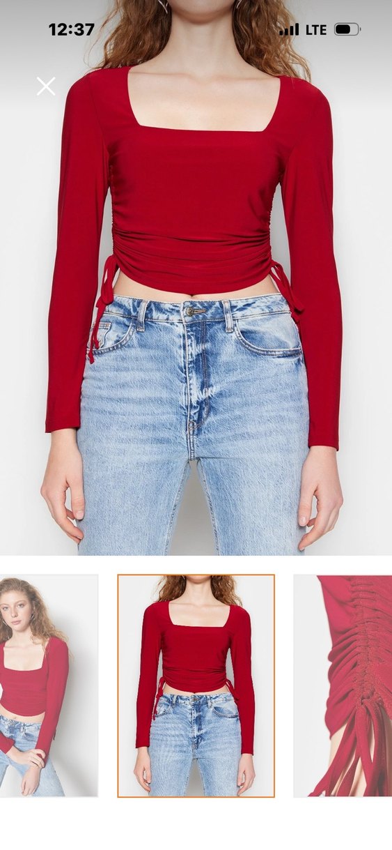 Kırmızı Uzun Kollu Mini Bluz - Görsel 2