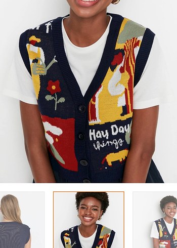 Renkli Baskılı V Yaka Örgü Süveter - Görsel 4