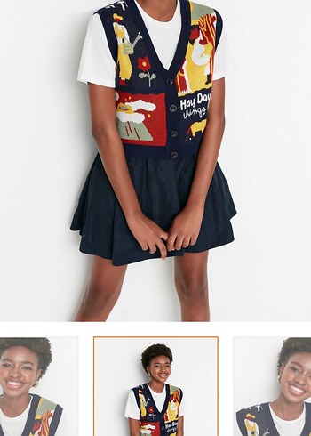 Renkli Baskılı V Yaka Örgü Süveter - Görsel 6