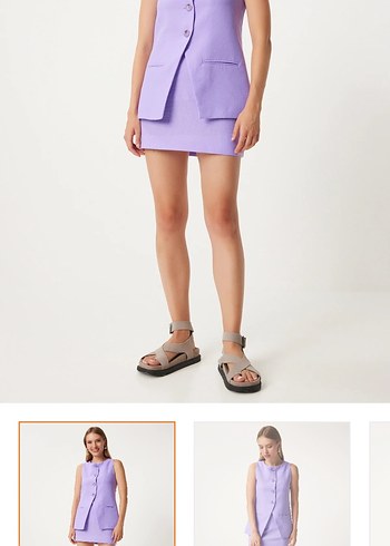 Lila yelek etek takım düğmeli - Görsel 2