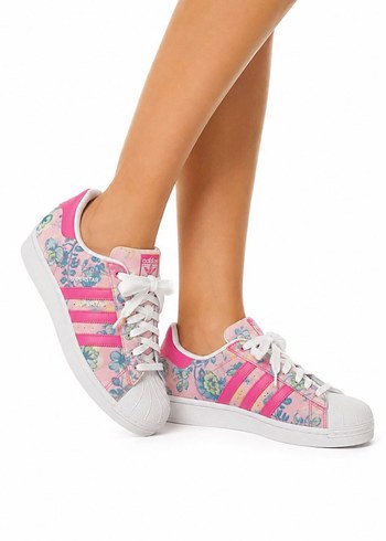Adidas Pembe Cicekli Adidas Superstar Sneaker