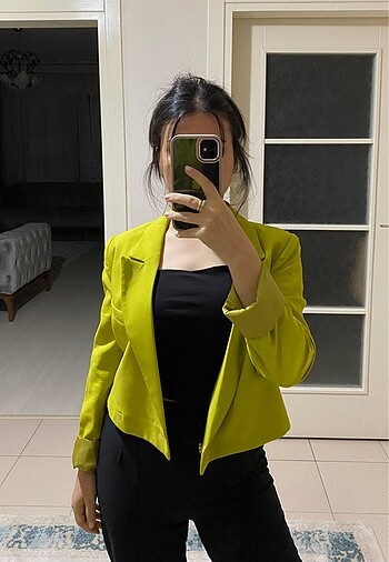 34 Beden yeşil Renk Crop ceket