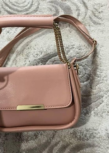 Pembe Deri Kadın Omuz Çantası - Görsel 2