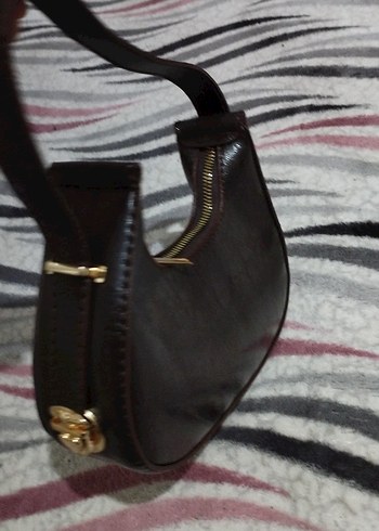 Kahverengi Deri Yılan Desenli Kadın Çanta - Görsel 2